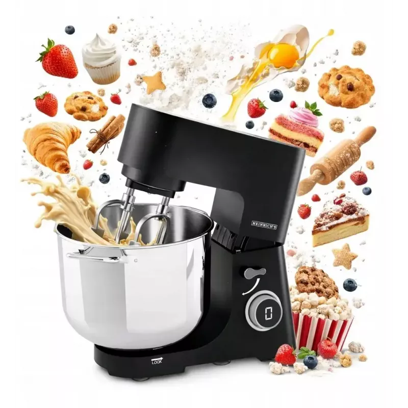Keukenmachine HEINRICH'S HKM 8150 — multifunctionele keukenmachine voor op het aanrecht, zwart