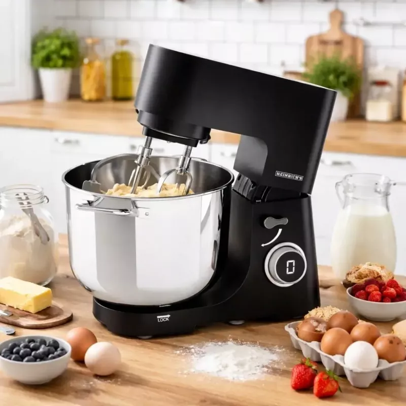 Keukenmachine HEINRICH'S HKM 8150 — multifunctionele keukenmachine voor op het aanrecht, zwart