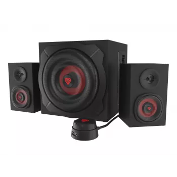 Luidsprekerset GENESIS Helium 610BT 2.1, 60 W RMS, Bluetooth, bedraad, rood/zwart, compacte subwoofer
