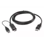 ATEN True 4K 1.8M HDMI naar DisplayPort-kabel, 1,8 m, HDMI + USB, DisplayPort, stekker, stekker, recht