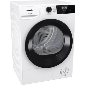 Gorenje droger DHNE82 BK040, vrijstaand, frontlader, warmtepomp, wit, knoppen, draaiknop, rechts