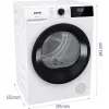 Gorenje droger DHNE82 BK040, vrijstaand, frontlader, warmtepomp, wit, knoppen, draaiknop, rechts