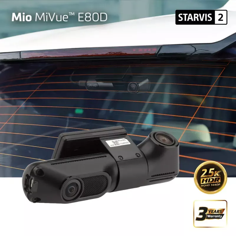 Dashcam MIO MiVue E80D HDR dual achteruitkijkcamera met tweekanaalsopname