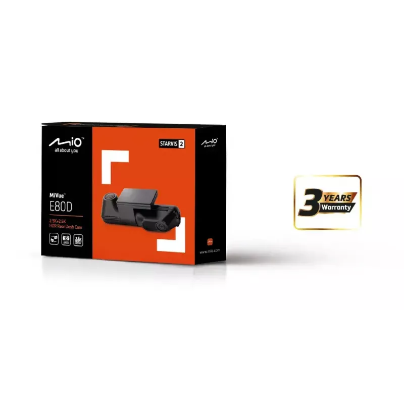 Dashcam MIO MiVue E80D HDR dual achteruitkijkcamera met tweekanaalsopname