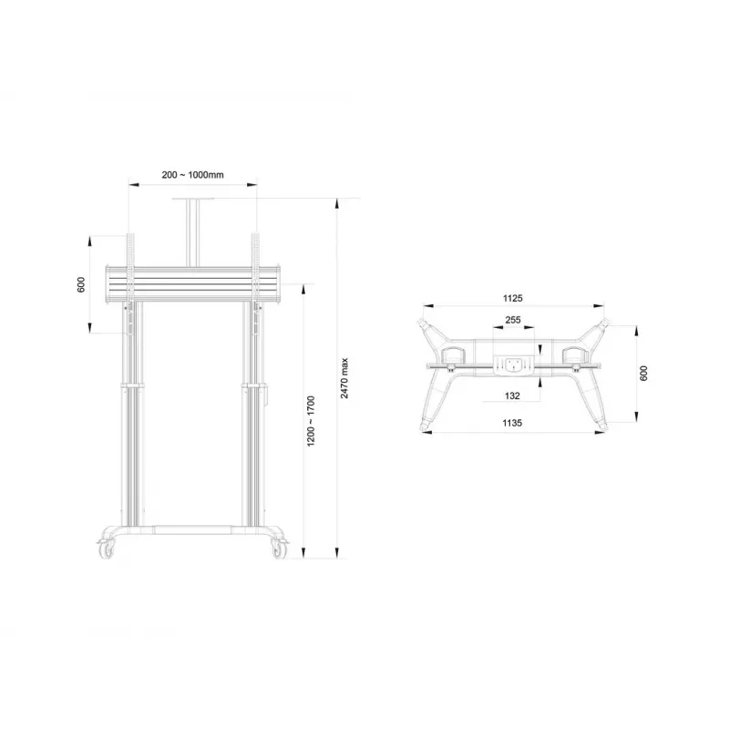 Multibrackets M gemotoriseerde publieke vloerstandaard dubbele kolom 180 HD