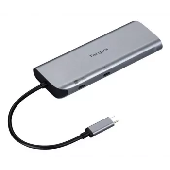 Targus Dual Video Mobile Dock met 140W EPR Pass-Thru, bedraad, USB 3.2 Gen 2 (3.1 Gen 2) Type-C, 140 W, 1000 Mbit/s, grijs, 10 Gbit/s
