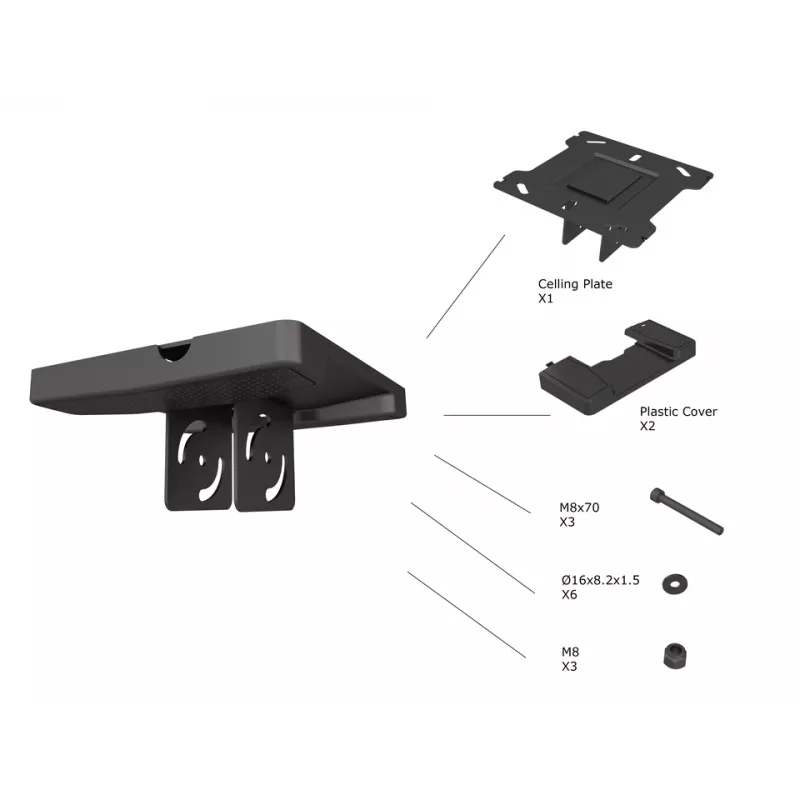 Plafondplaat Multibrackets M Pro Series zwart kunststof staal 165 mm