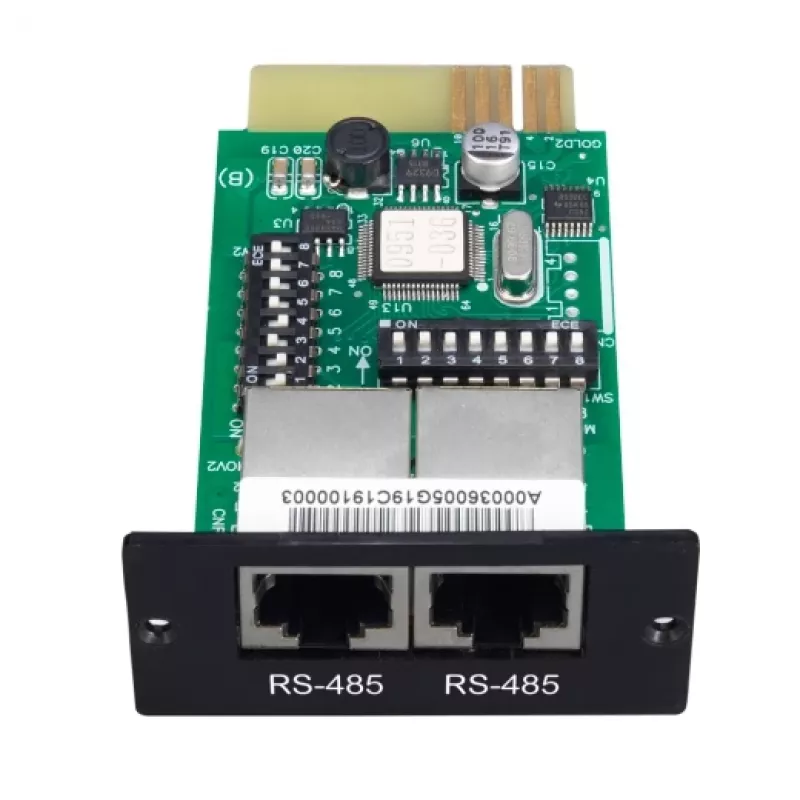 Netwerkbeheerkaart APC SRVSMB001 – RS-485-interface, 52×80×26 mm, zwart/groen