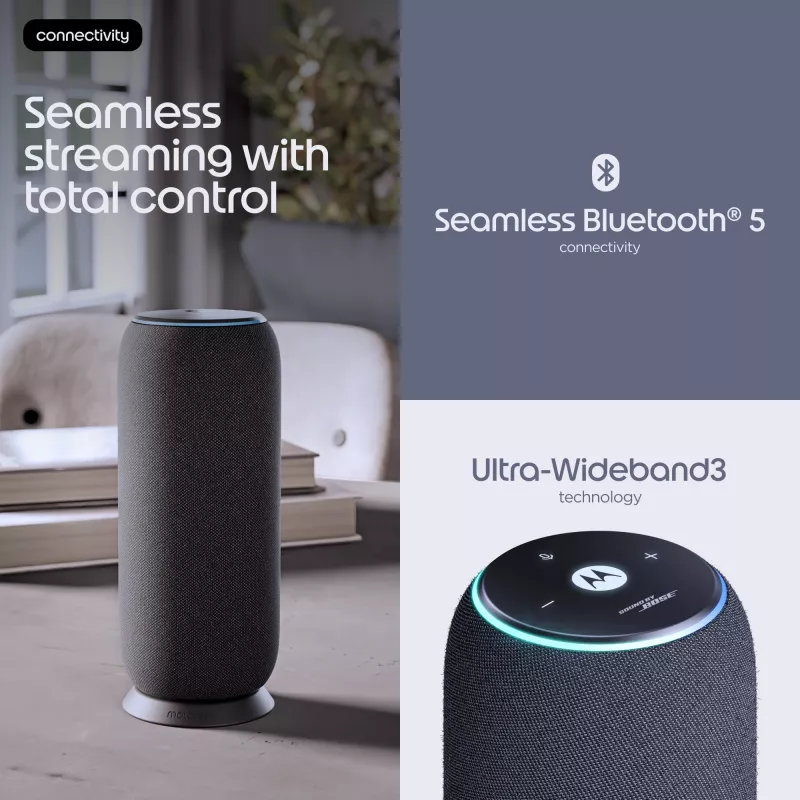 Mono draagbare luidspreker Motorola moto sound flow Carbon – 30 W RMS, USB-C, draadloos, stoffen behuizing