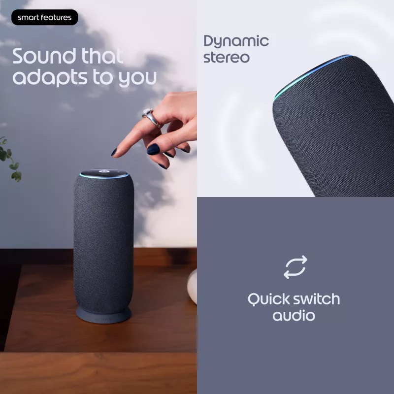 Mono draagbare luidspreker Motorola moto sound flow Carbon – 30 W RMS, USB-C, draadloos, stoffen behuizing