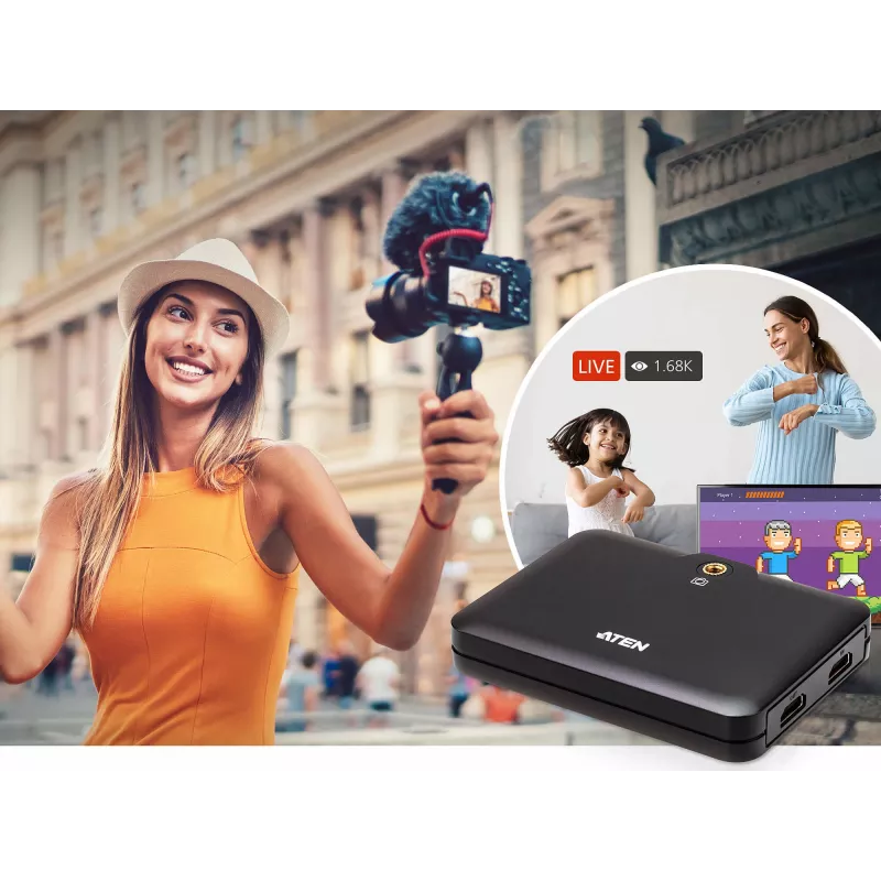ATEN CAMLIVE™+(HDMI naar USB-C UVC video-opname met PD3.0 Power Pass-Through)