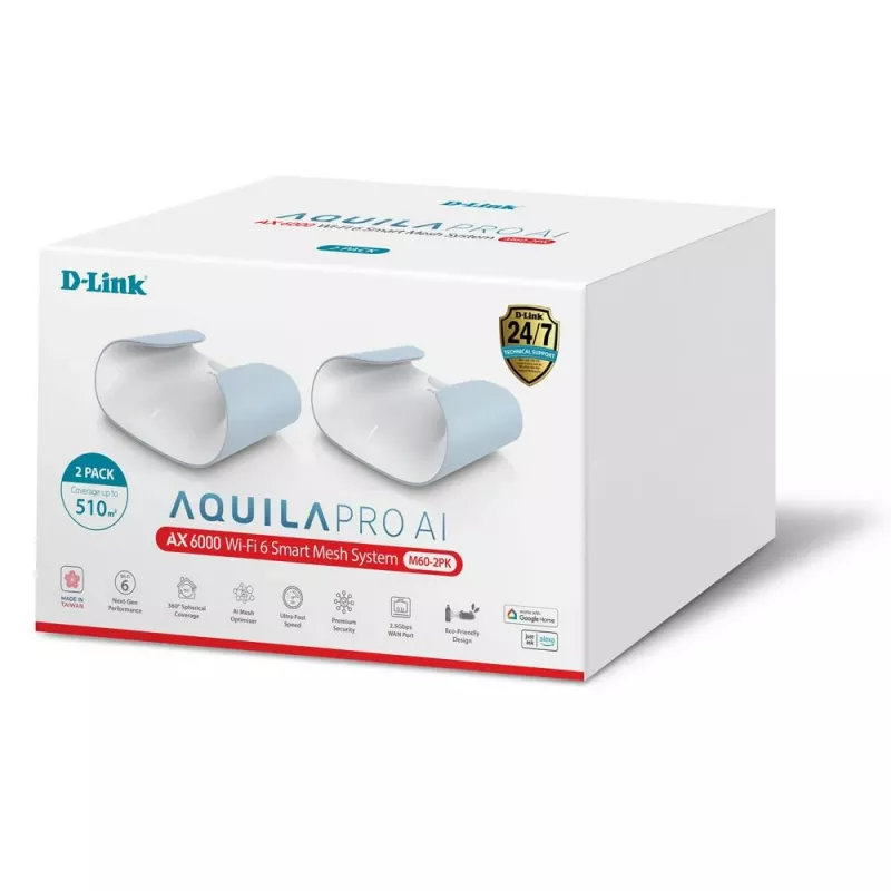 D-Link AQUILA PRO AI AX6000 Wi-Fi 6 Smart Mesh-systeem – 2-pack