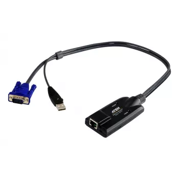 ATEN USB - VGA naar Cat5e/6 KVM-adapterkabel (CPU-module), USB, USB, VGA, zwart, blauw, metaalkleur, RJ-45, 1 x RJ-45