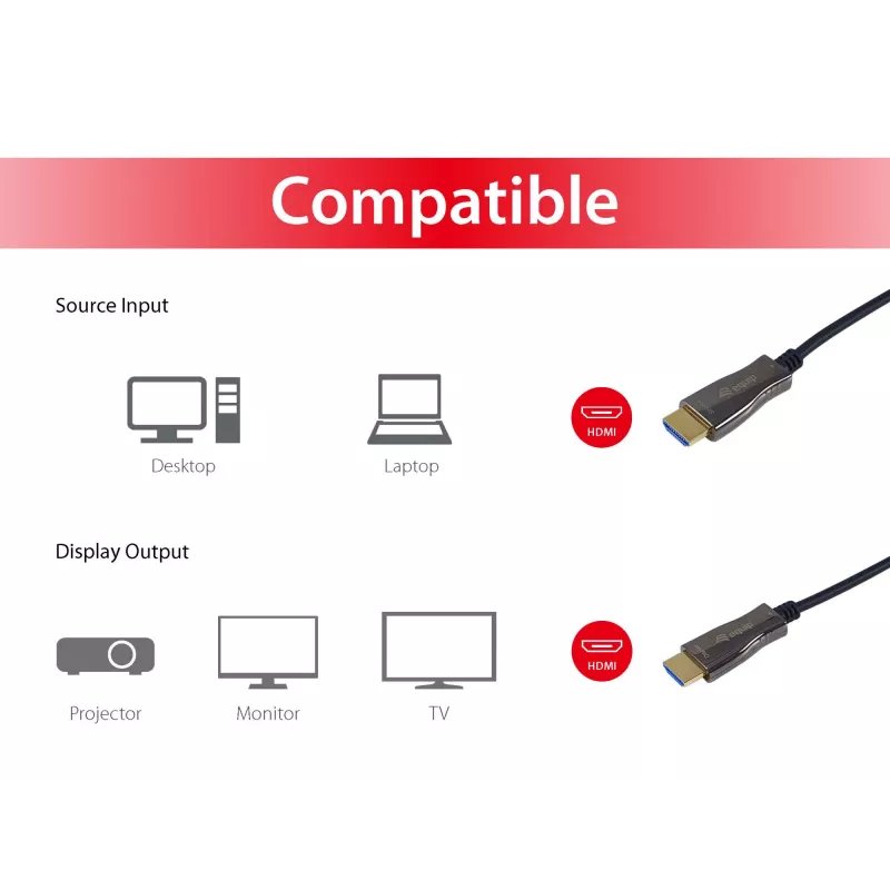 Equip HDMI 2.0 actieve optische kabel, 15 m, 4K/60Hz