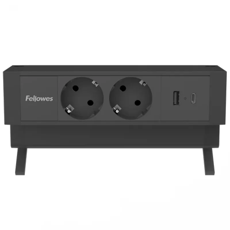 Fellowes 100137182 verlengsnoer 2 m 2 AC-stopcontact(en) binnen zwart