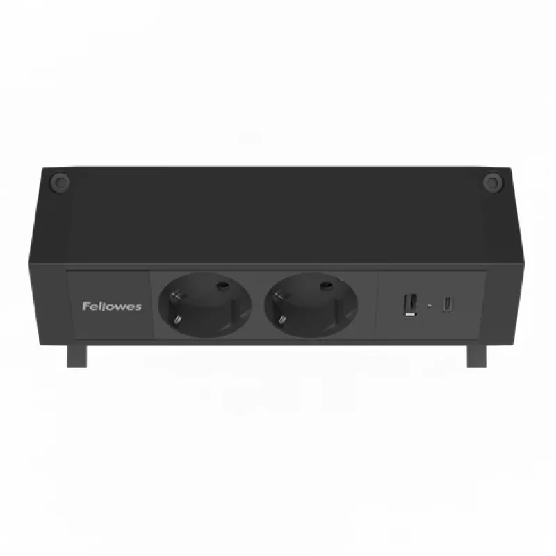 Fellowes 100137182 verlengsnoer 2 m 2 AC-stopcontact(en) binnen zwart