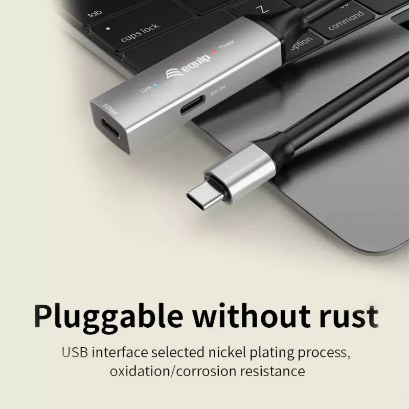 USB-C naar USB-C actieve verlengkabel EQUIP 5 m, USB 3.2 Gen 1 (5 Gbit/s), vernikkelde contacten, zwart