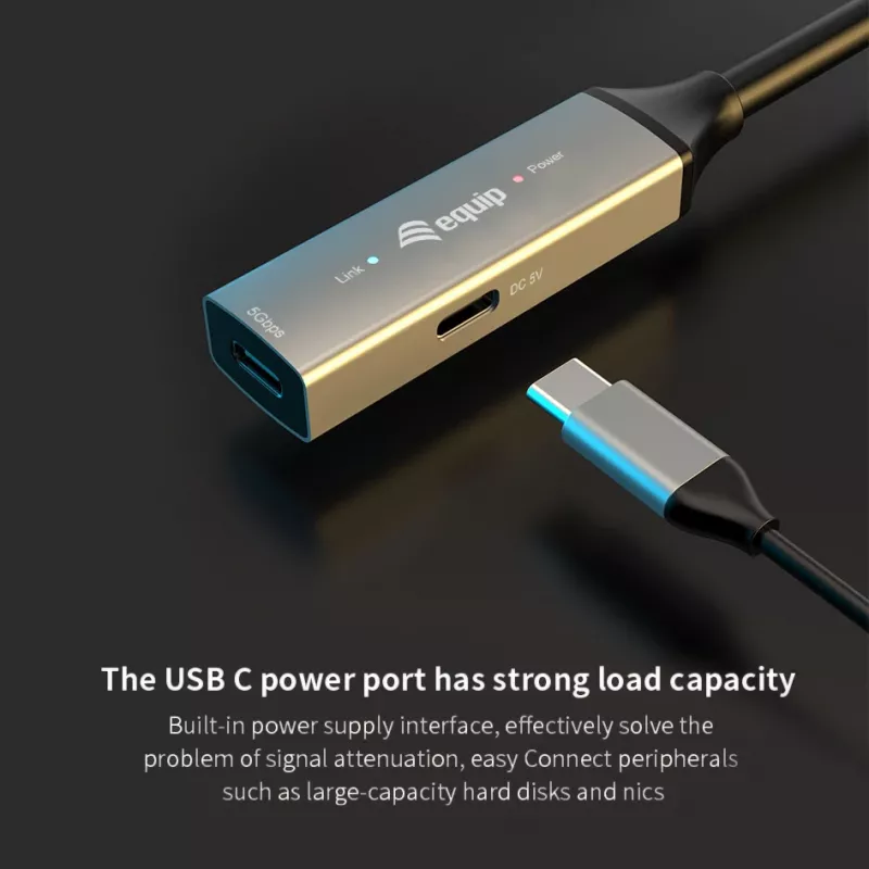 USB-C actieve verlengkabel EQUIP 15 m, USB 3.2 Gen 1 (5 Gbps), nikkelcontacten, zwart