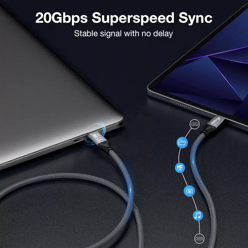USB-C naar USB-C kabel EQUIP 1,0 m — USB 3.2 Gen 2x2, 20 Gbit/s, PD 240 W, 4K/60 Hz, zwart