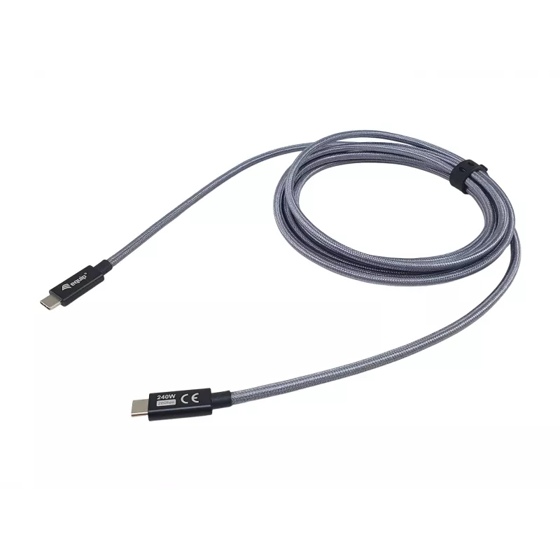 USB-C naar USB-C kabel EQUIP 3,0 m — USB 3.2 Gen 2x2, 20 Gbit/s, PD 240 W, 4K@60 Hz, zwart