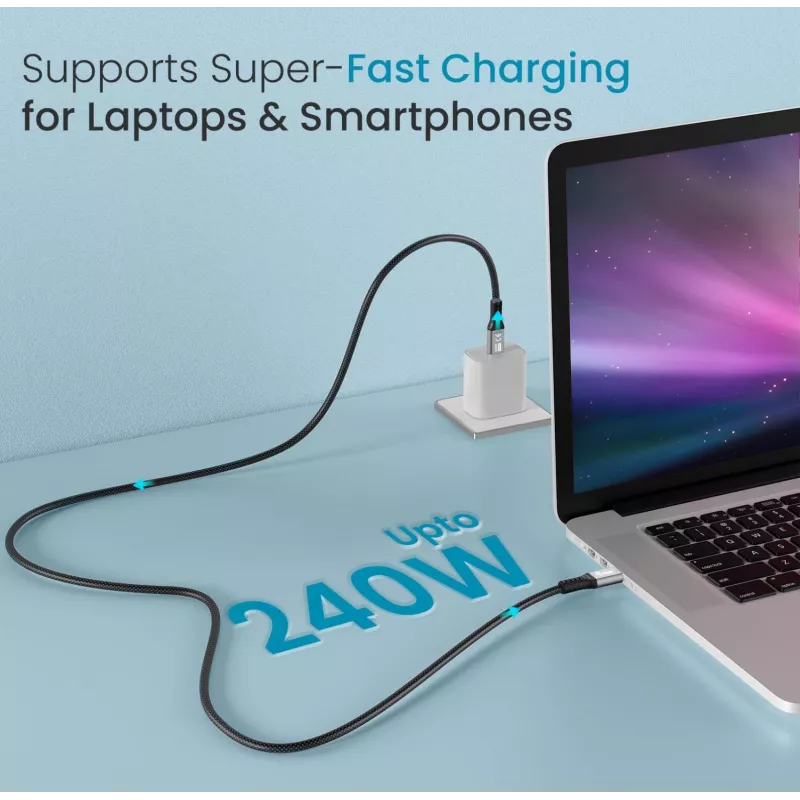 USB-C naar USB-C kabel EQUIP 3,0 m — USB 3.2 Gen 2x2, 20 Gbit/s, PD 240 W, 4K@60 Hz, zwart