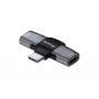 Adapter USB-C OTG 2-in-1 EQUIP 133479 — 100W PD, 10Gbit/s, 1x USB-C naar 2x USB-C, grijs