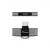 Adapter USB-C OTG 2-in-1 EQUIP 133479 — 100W PD, 10Gbit/s, 1x USB-C naar 2x USB-C, grijs