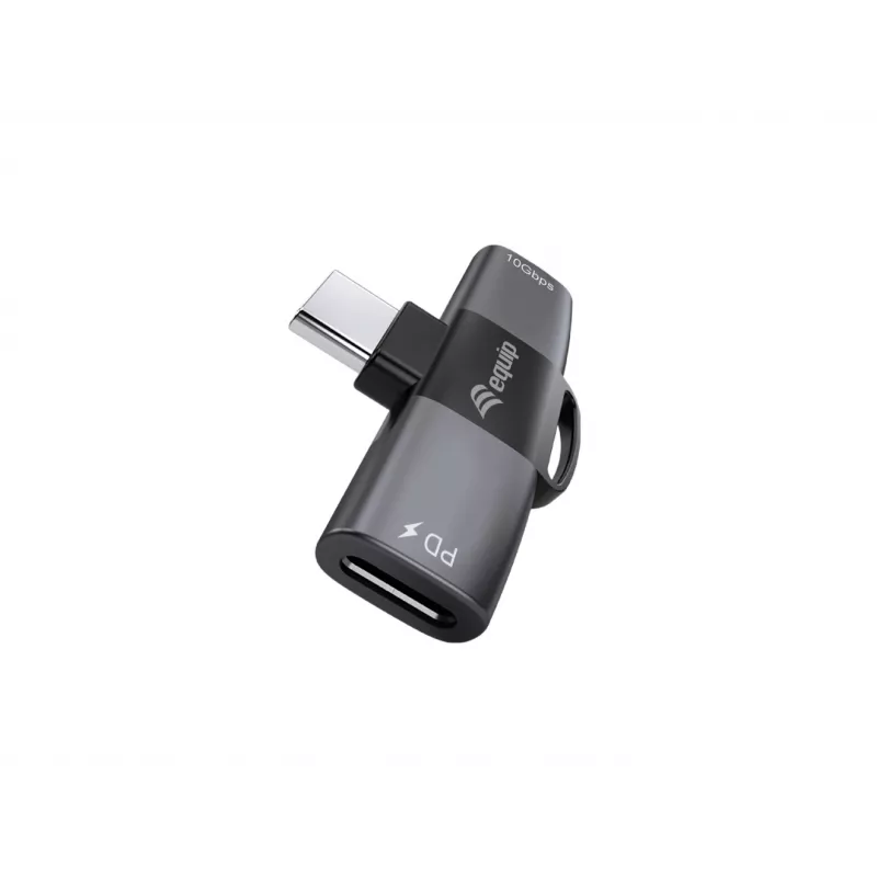 Adapter USB-C OTG 2-in-1 EQUIP 133479 — 100W PD, 10Gbit/s, 1x USB-C naar 2x USB-C, grijs