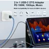 Adapter USB-C OTG 2-in-1 EQUIP 133479 — 100W PD, 10Gbit/s, 1x USB-C naar 2x USB-C, grijs