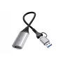 USB naar HDMI adapter EQUIP 133498 (USB-C en USB-A stekker naar HDMI, 1080p, aluminium behuizing, grijs)