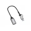 USB naar HDMI adapter EQUIP 133498 (USB-C en USB-A stekker naar HDMI, 1080p, aluminium behuizing, grijs)