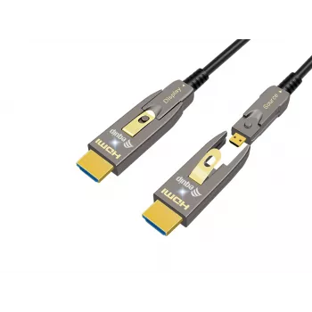 EQUIP HDMI 2.0 actieve optische kabel 30 m met afneembare Type-D en Type-A stekkers, 4K/60Hz, 18 Gbit/s, vergulde contacten