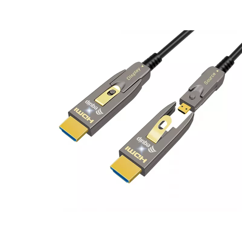 EQUIP HDMI 2.1 actieve optische kabel 10 m – afneembare Type-D (Micro) + Type-A, 48 Gbit/s, 8K/60Hz