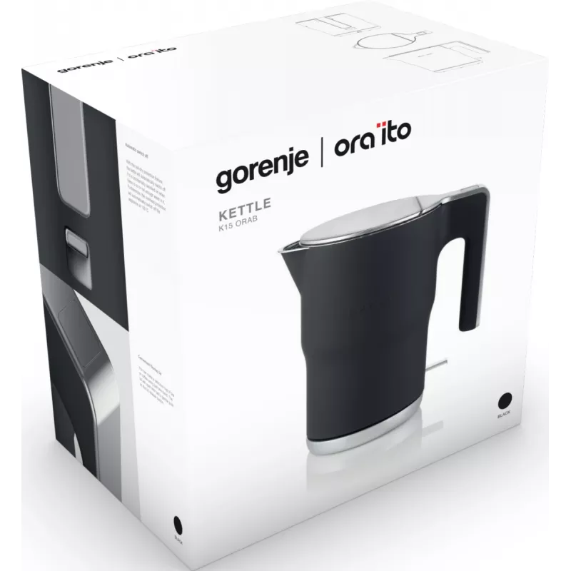 Gorenje K15ORAB Waterkoker, 1,5 l, 2400 W, Zwart