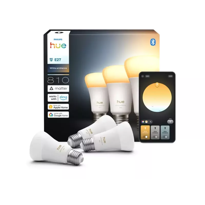 Philips Hue WA 810 A60 3P EU | E27 | 6 W | warm tot koelwit licht | Bluetooth, Zigbee