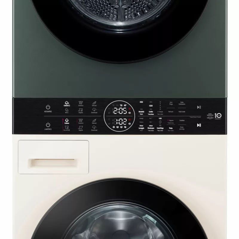 Was-droogcombinatie LG WT1210EGF vrijstaand frontlader, 22 kg, 1400 t/min, groen/wit