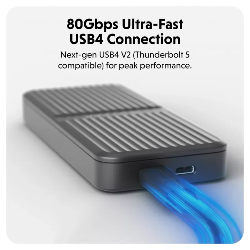 SSD-behuizing Hyper HD2500GL voor M.2 PCIe SSD (USB4 Gen4, USB-C) zwart