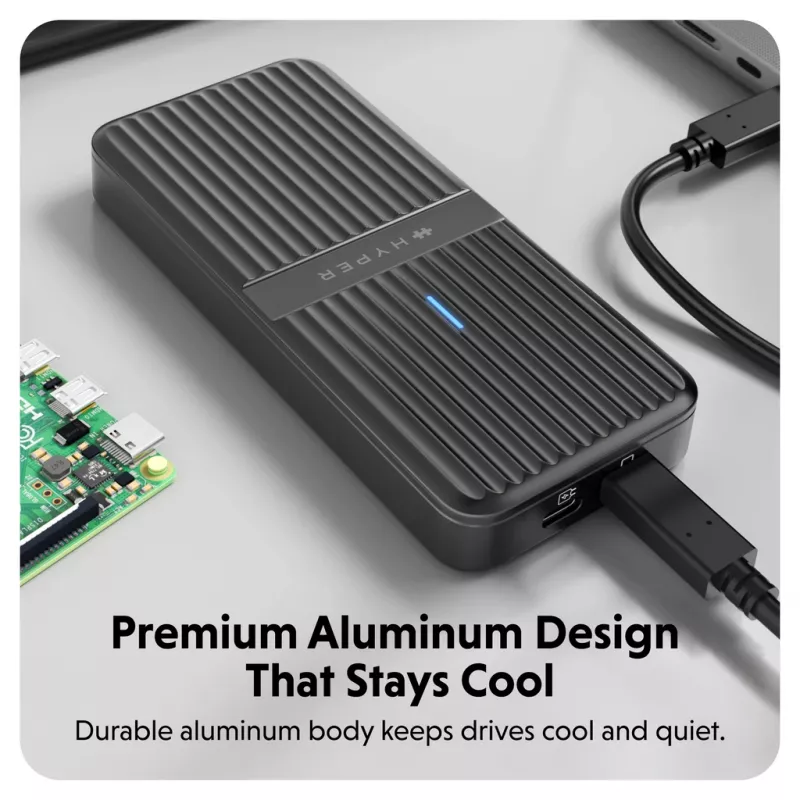 SSD-behuizing Hyper HD2500GL voor M.2 PCIe SSD (USB4 Gen4, USB-C) zwart
