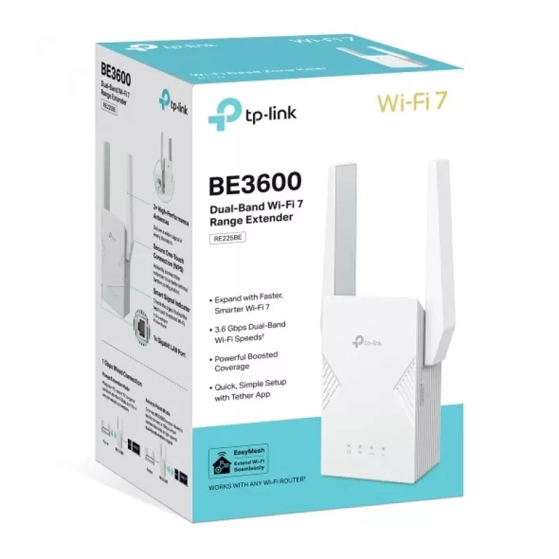 WiFi-versterker TP-Link RE225BE 2.4GHz/5GHz Wi-Fi 7