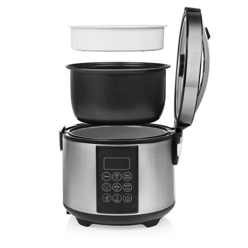 Multicooker Tristar RK-6132 — 1,5 L, 500 W, 7 automatische programma's, LCD, RVS/zwart