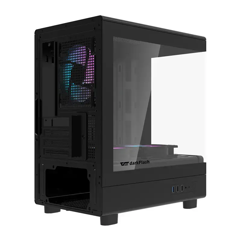 Computerbehuizing DarkFlash DB330M zwart v2 met drie voorgeïnstalleerde ventilatoren