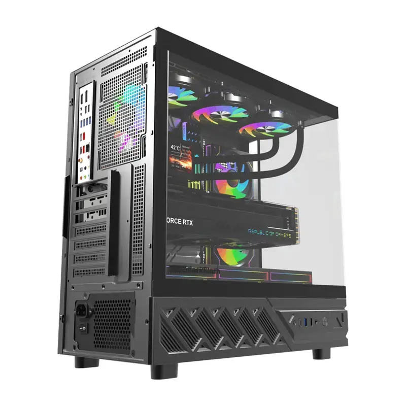 Computerkast DarkFlash DS950V met frontdisplay (zwart) en 6 voorgeïnstalleerde ventilatoren