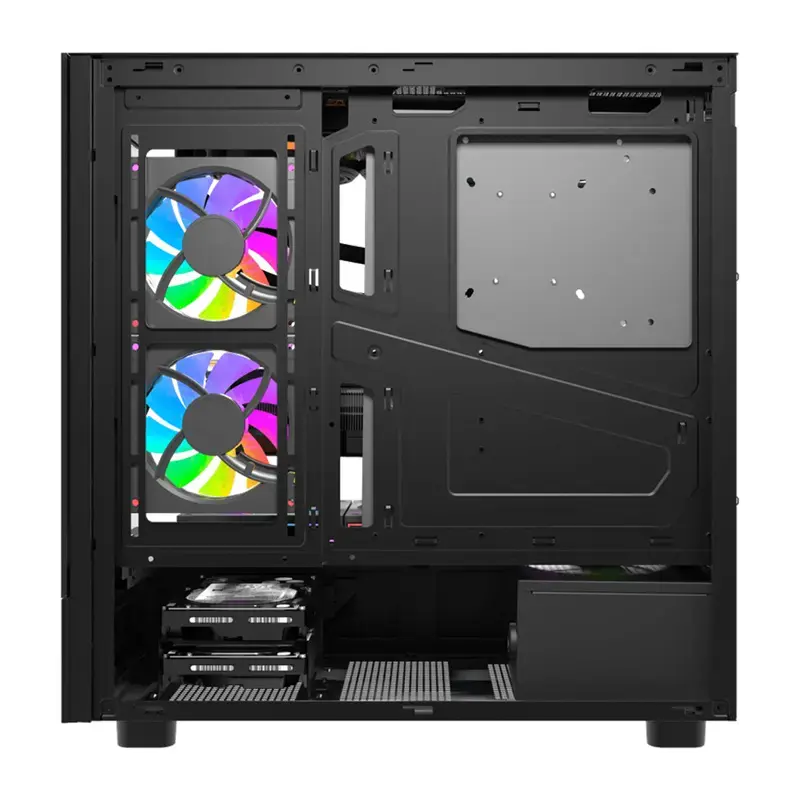Computerkast DarkFlash DS950V met frontdisplay (zwart) en 6 voorgeïnstalleerde ventilatoren