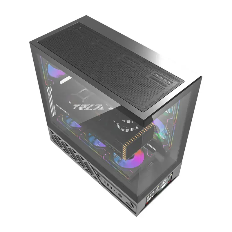Computerkast DarkFlash DS950V met frontdisplay (zwart) en 6 voorgeïnstalleerde ventilatoren
