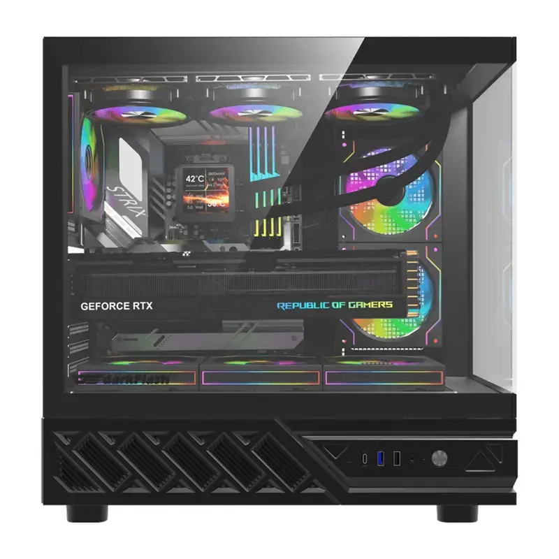Computerkast DarkFlash DS950V met frontdisplay (zwart) en 6 voorgeïnstalleerde ventilatoren