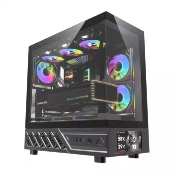 Computerkast DarkFlash DS950V met frontdisplay (zwart) en 6 voorgeïnstalleerde ventilatoren