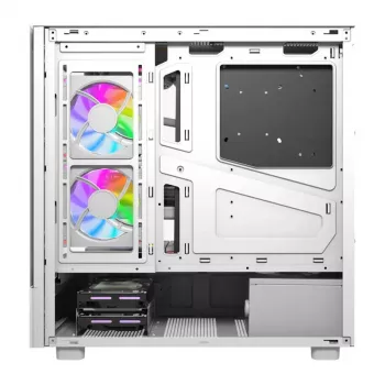 Computerkast DarkFlash DS950V met geïntegreerd display, wit, inclusief 6 ventilatoren