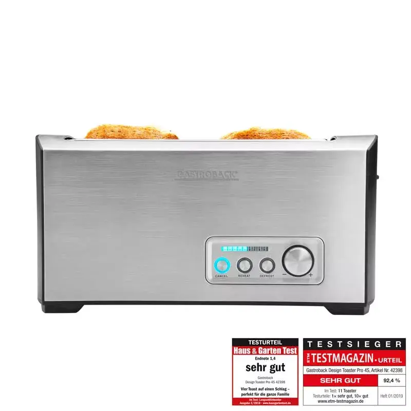Broodrooster Gastroback Design Pro 4S 2 sneetjes 1500 W zwart roestvrij staal