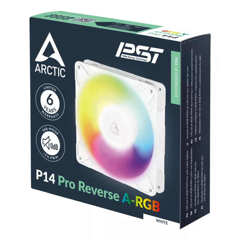 ARCTIC Freezer P14 Pro Reverse A-RGB (wit) - 3-pack - 140 mm A-RGB PWM-ventilator met kabelsplitter