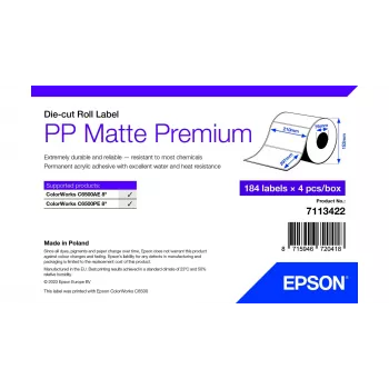 Zelfklevende gestanste printeretiketten Epson 7113422, wit, 21 x 29,7 cm, 184 etiketten/rol, 736 etiketten/pakket